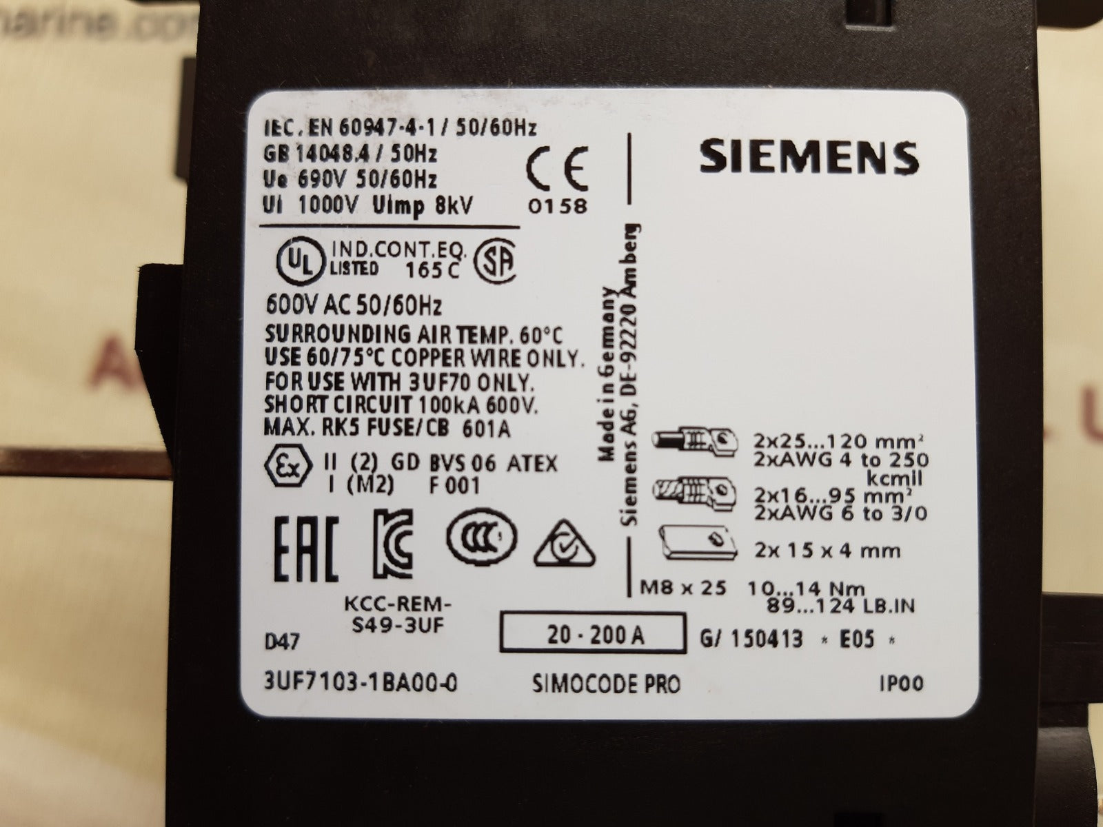Siemens 20-200a current measuring module 3uf7103-1ba00-0 – Aeliya ...