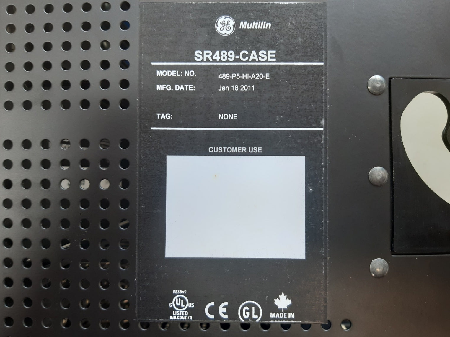 Ge multilin 489-p5-hi-a20-e generator management relay