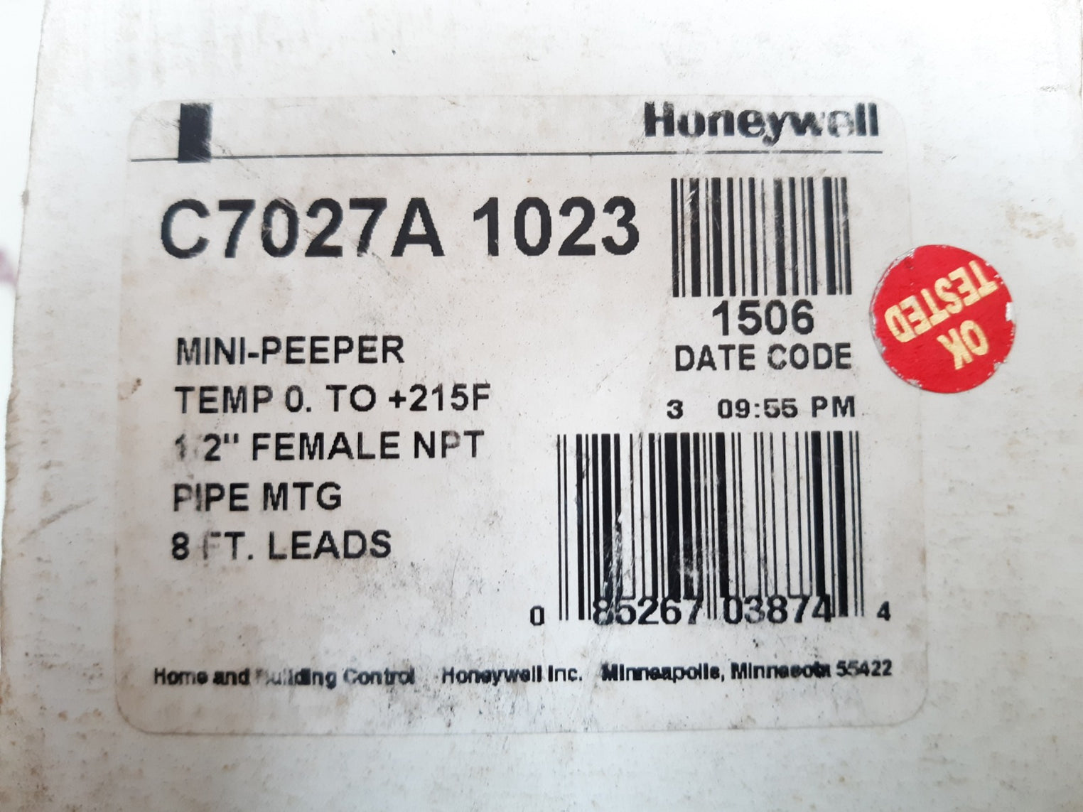 Honeywell c7027a 1023 uv sensor