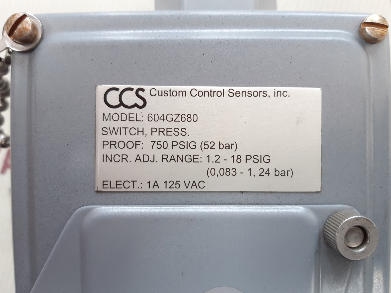 Ccs 604gz680 pressure switch
