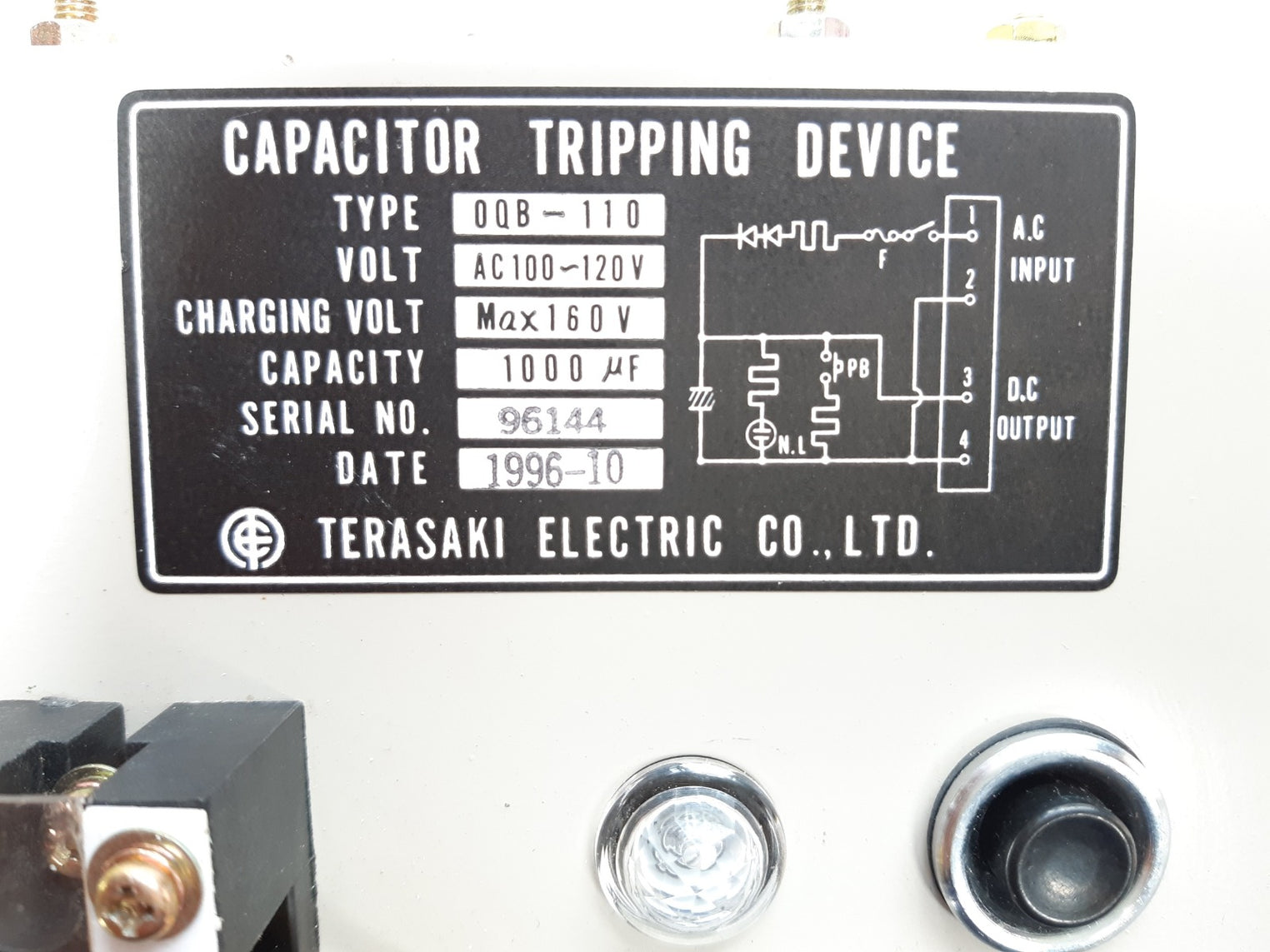 Terasaki 0qb-110 capacitor tripping device