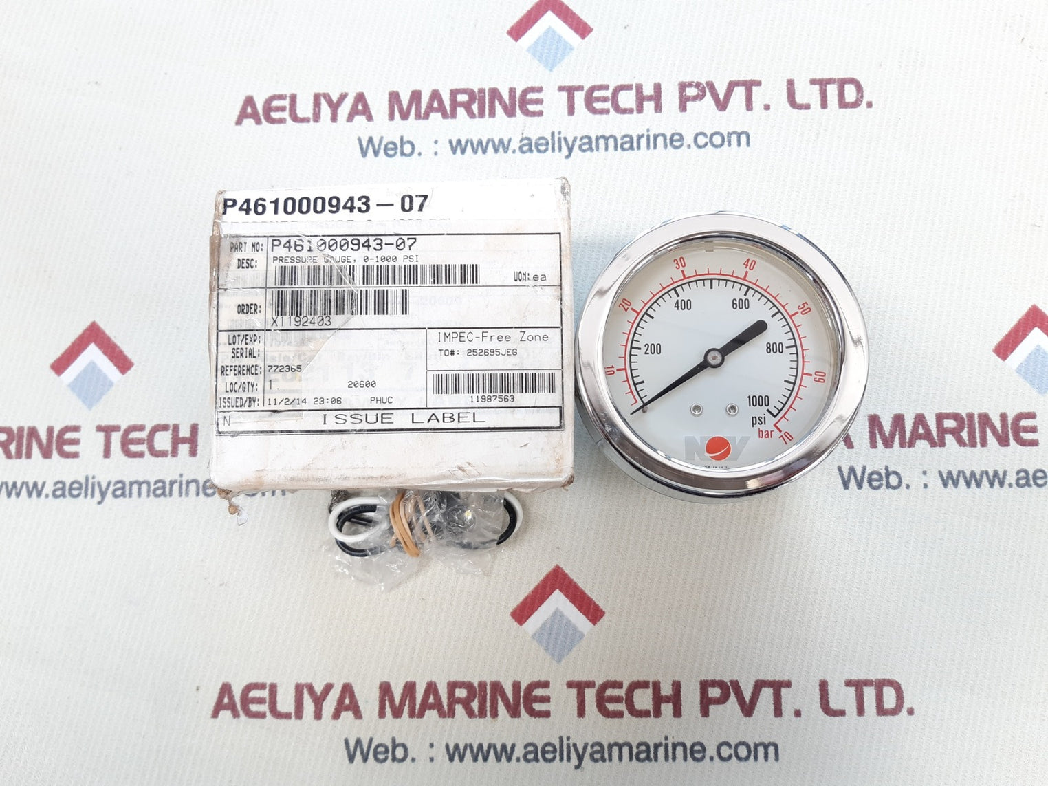 Nov p461000943-07 pressure gauge 0-1000 psi, 0-70bar