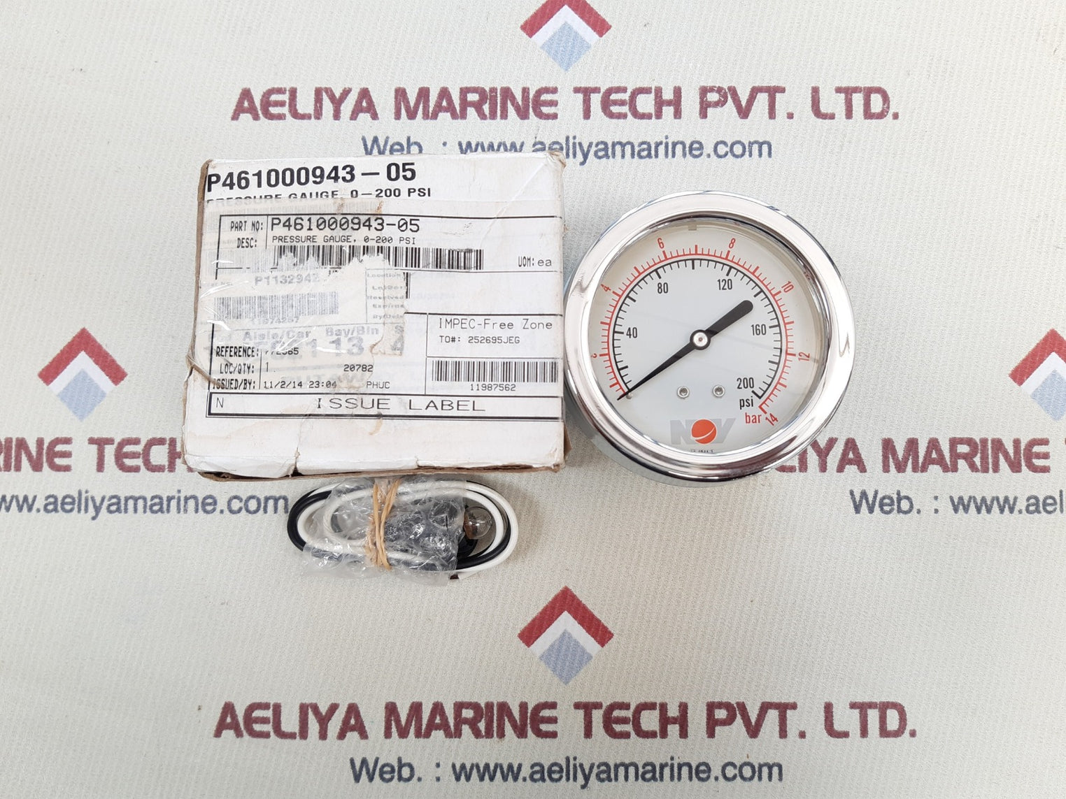 Nov p461000943-05 pressure gauge 0-200 psi,0-14 bar