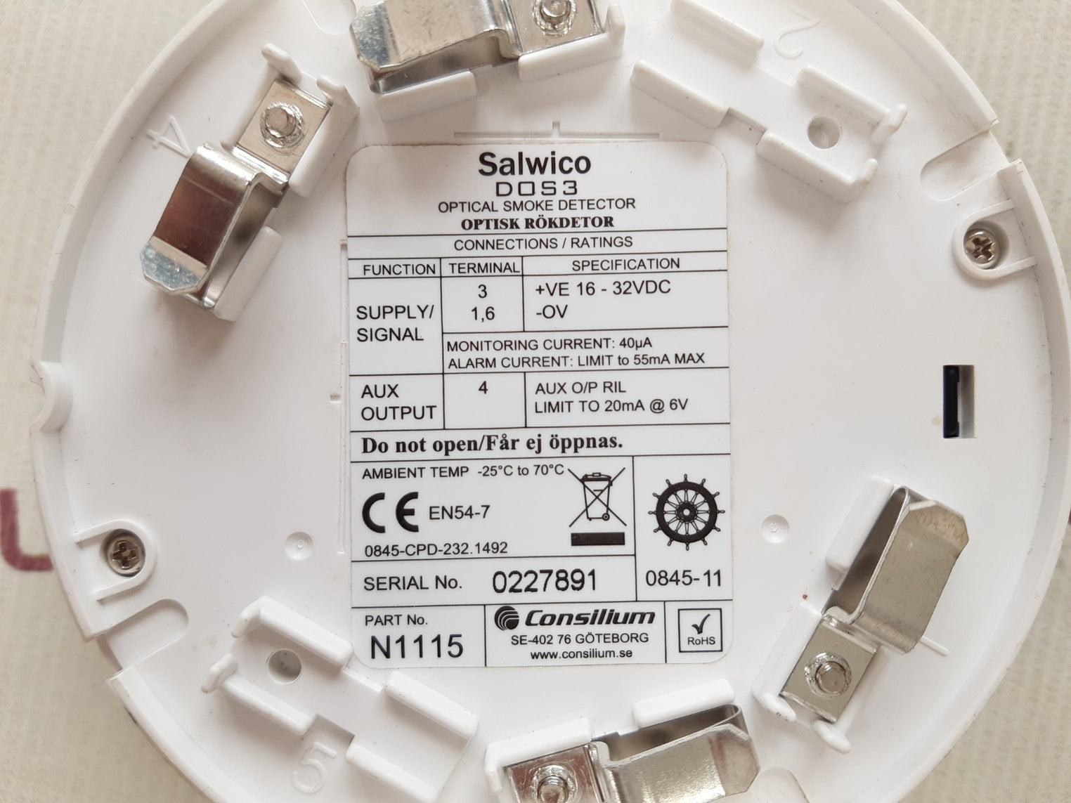 Salwico dos3 optical smoke detector n1115