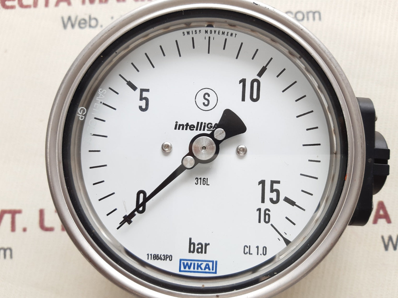 Wika pgt23.100 flange diaphragm with gauge 0 to 16 bar