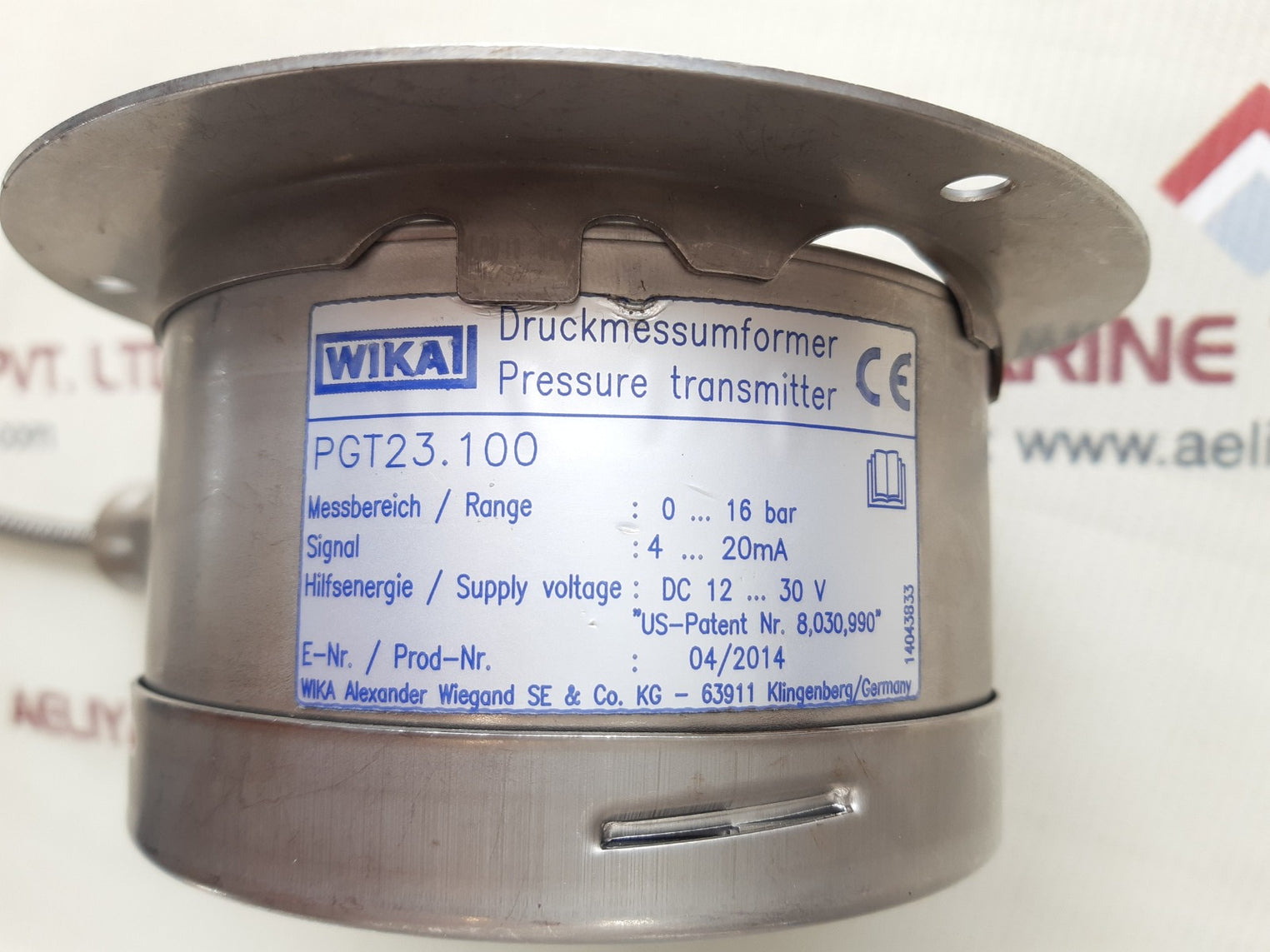 Wika pgt23.100 flange diaphragm with gauge 0 to 16 bar