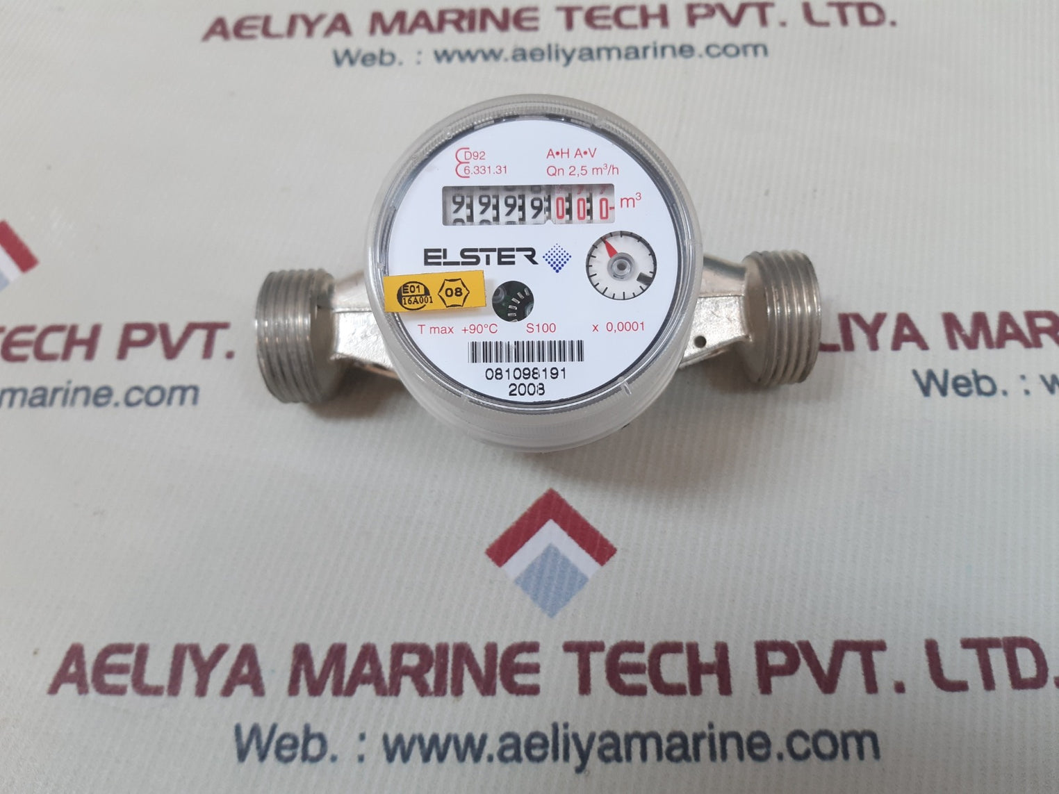 Elster a.h a.v qn 2,5 m3/h water meter t max +90 c s100 ×0,0001