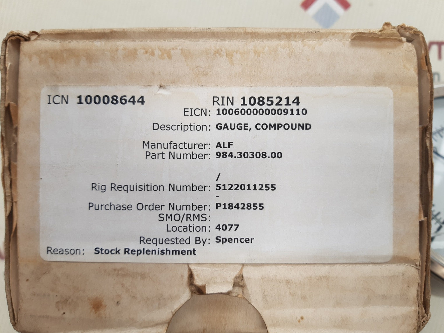 Alfa laval 984.30308.00 compound gauge