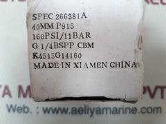Spec 266381a 40mm p915 gauge 0-160psi,0-11bar