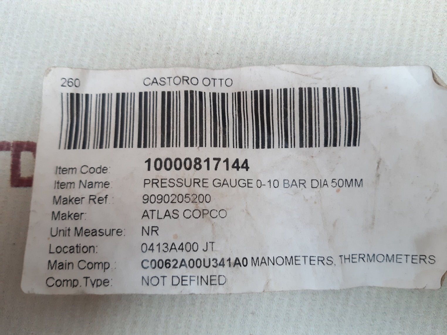 Atlas copco 9090205200 manometer