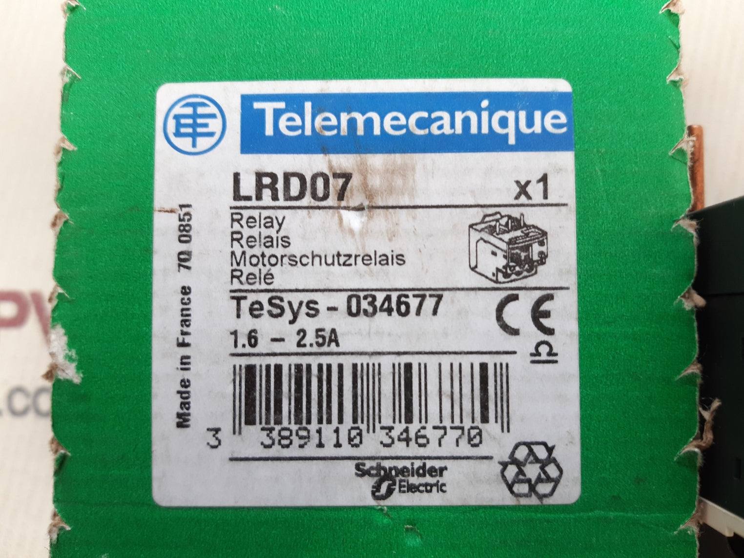 Schneider electric lrd 07 relay 1.6-2.5a