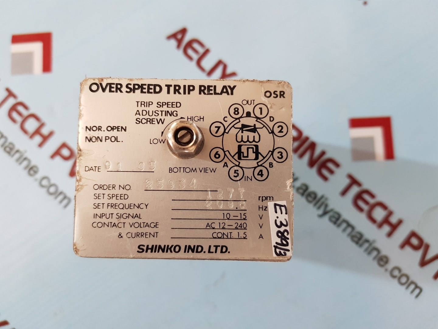 Shinko over speed trip relay 1277rpm
