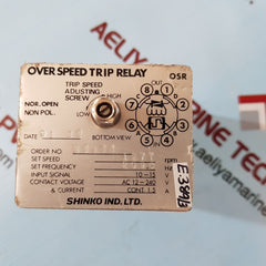 Shinko over speed trip relay 1277rpm