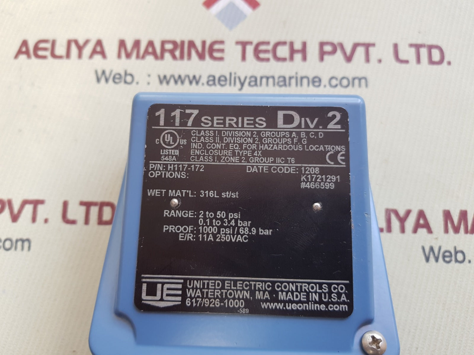United electric h117-172 pressure switch
