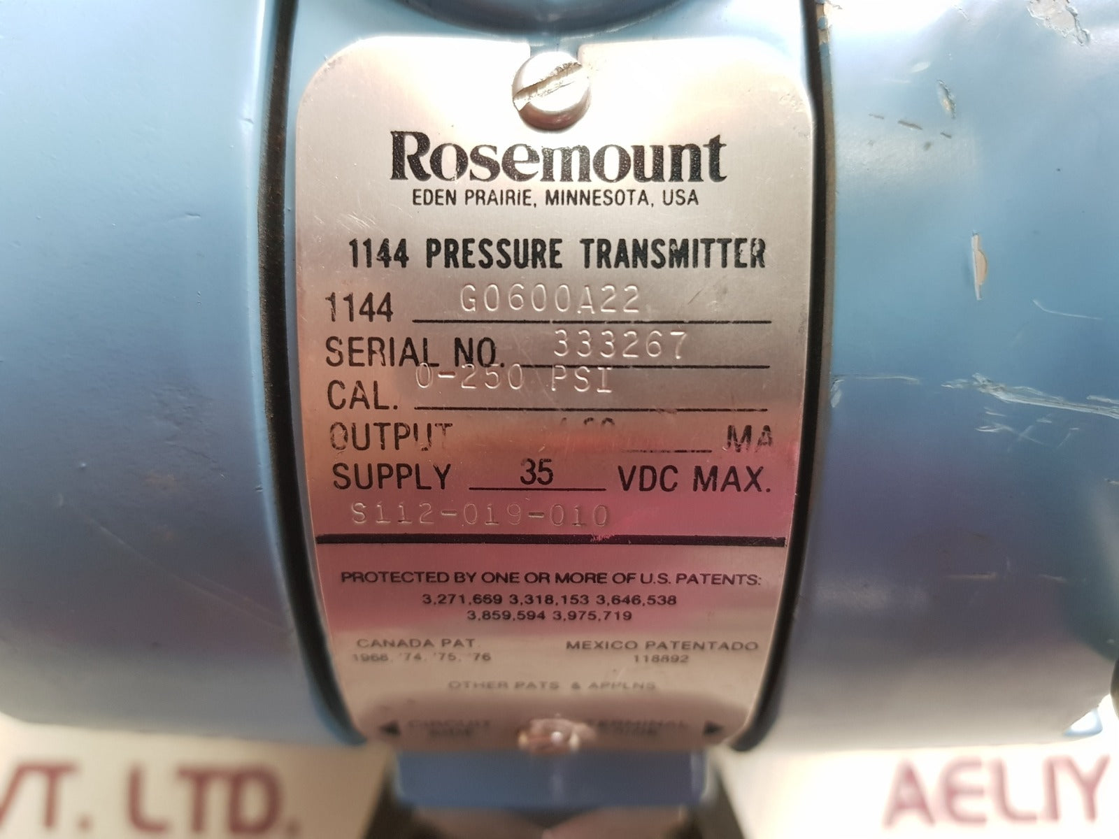 Rosemount 1144 g0600a22 pressure transmitter