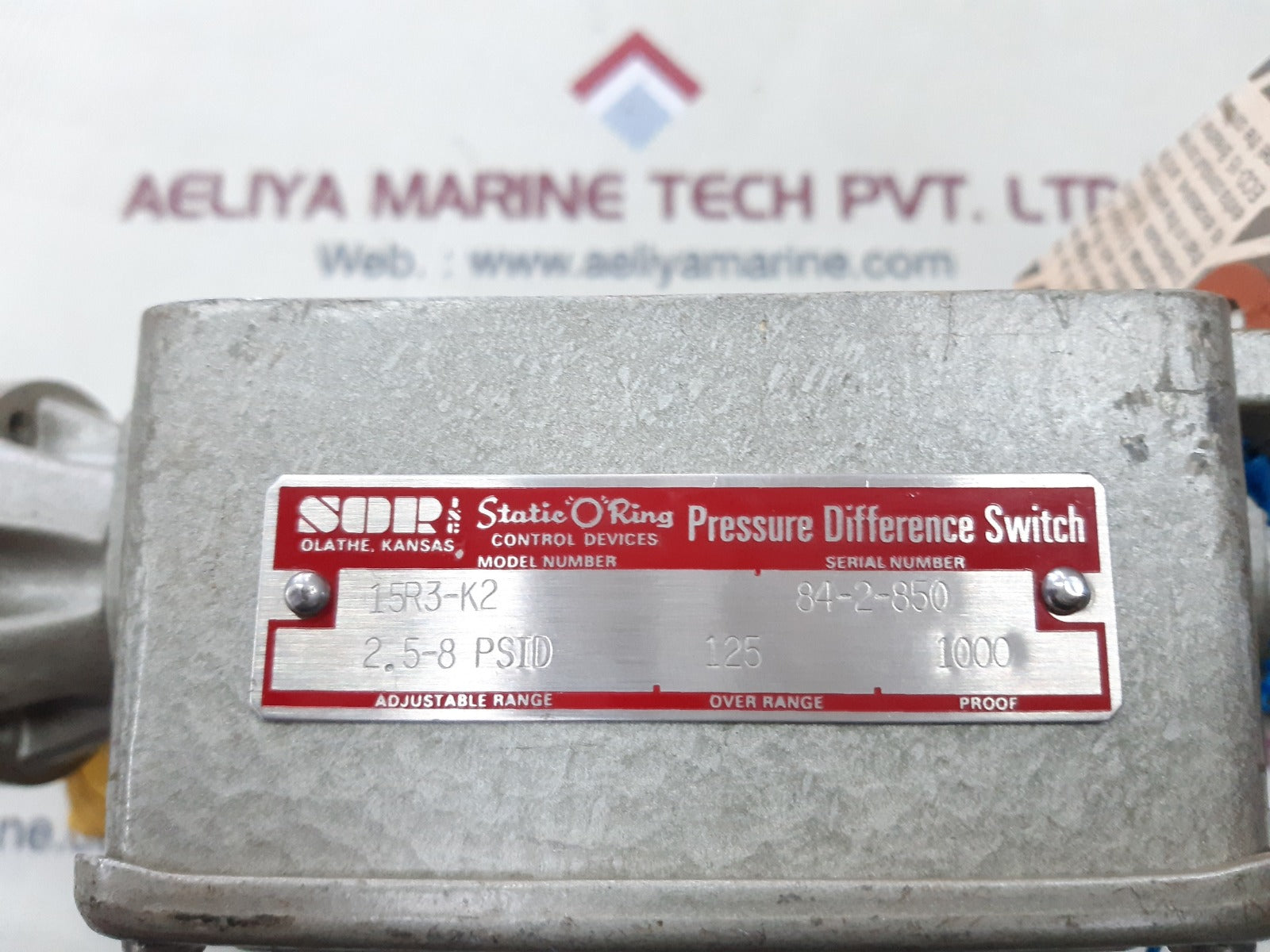 Sor 15r3-k2 pressure difference switch 2.5-8 psid