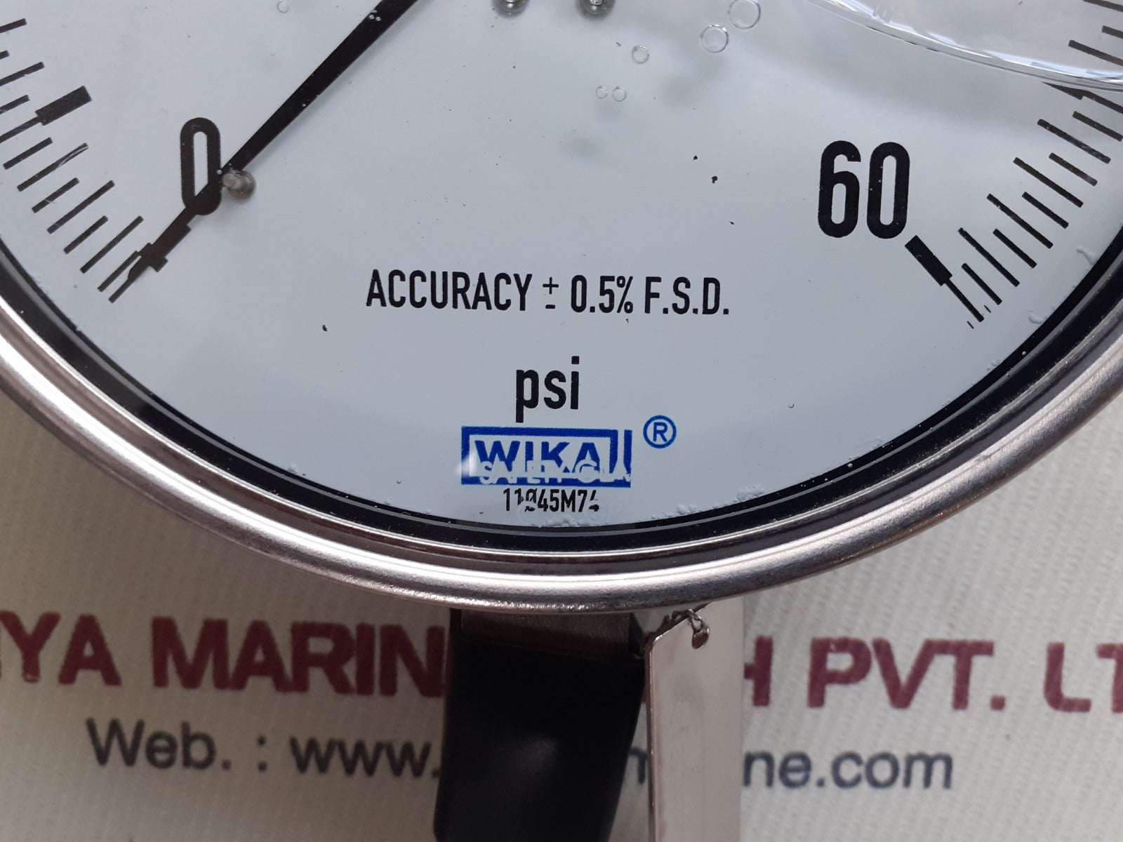 Wika 316 ss tube and connection 0-60 psi