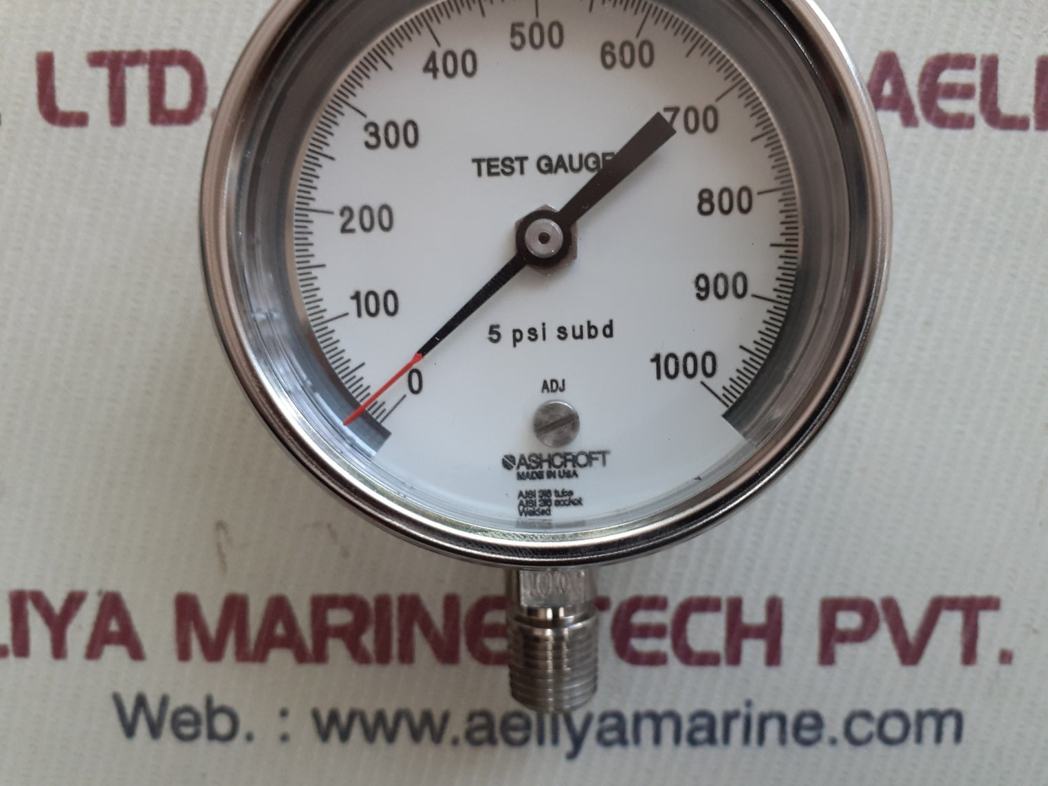 Ashcroft 5 psi subd test gauge 0-1000 adj