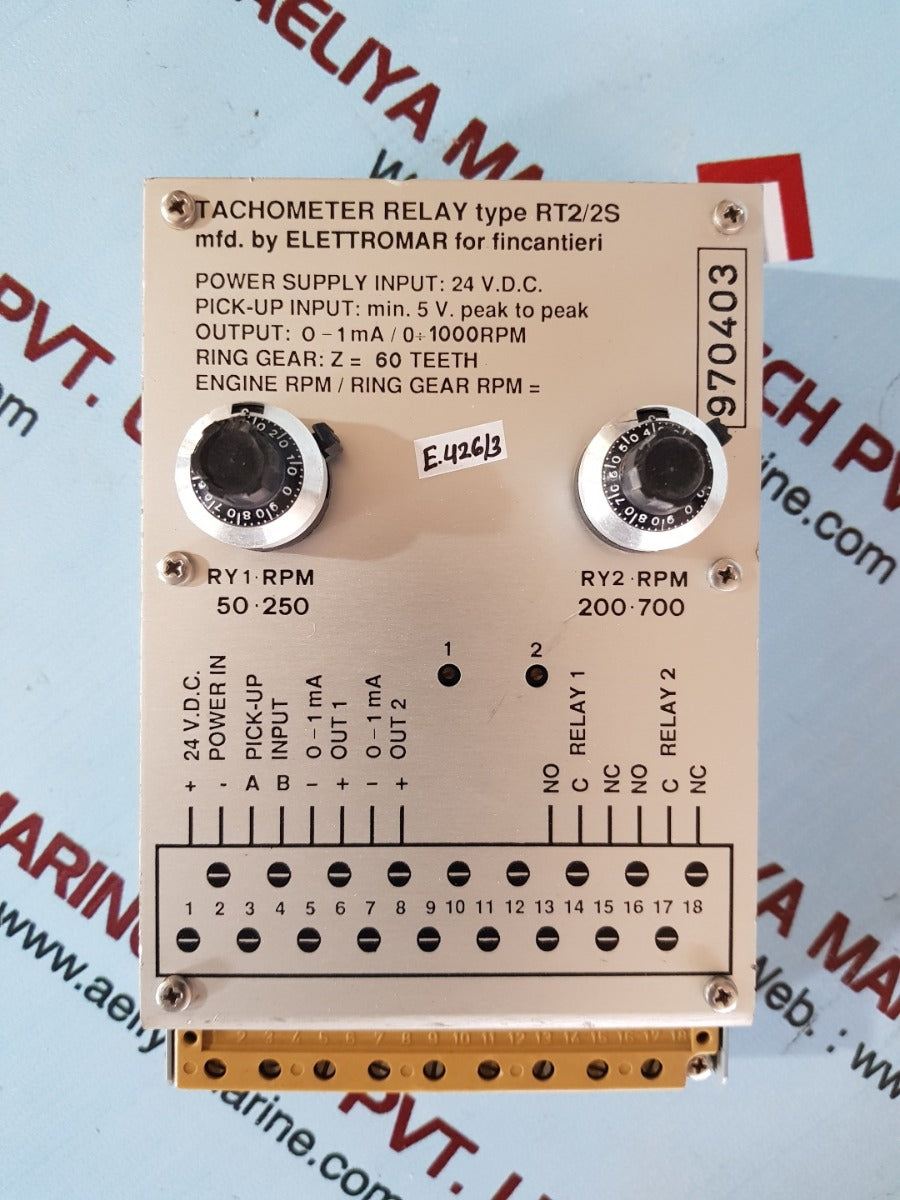 Elettromar Rt2/2S Tachometer Relay 0-1Ma/0/1000Rpm