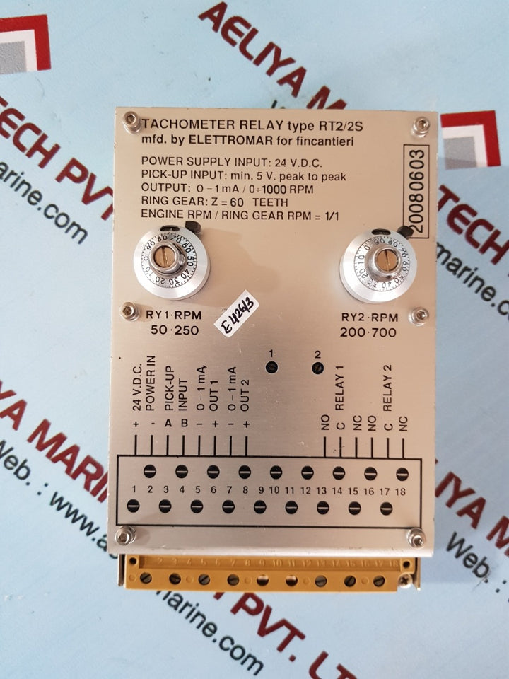 Elettromar Rt2/2S Tachometer Relay 0-1Ma/0/1000Rpm