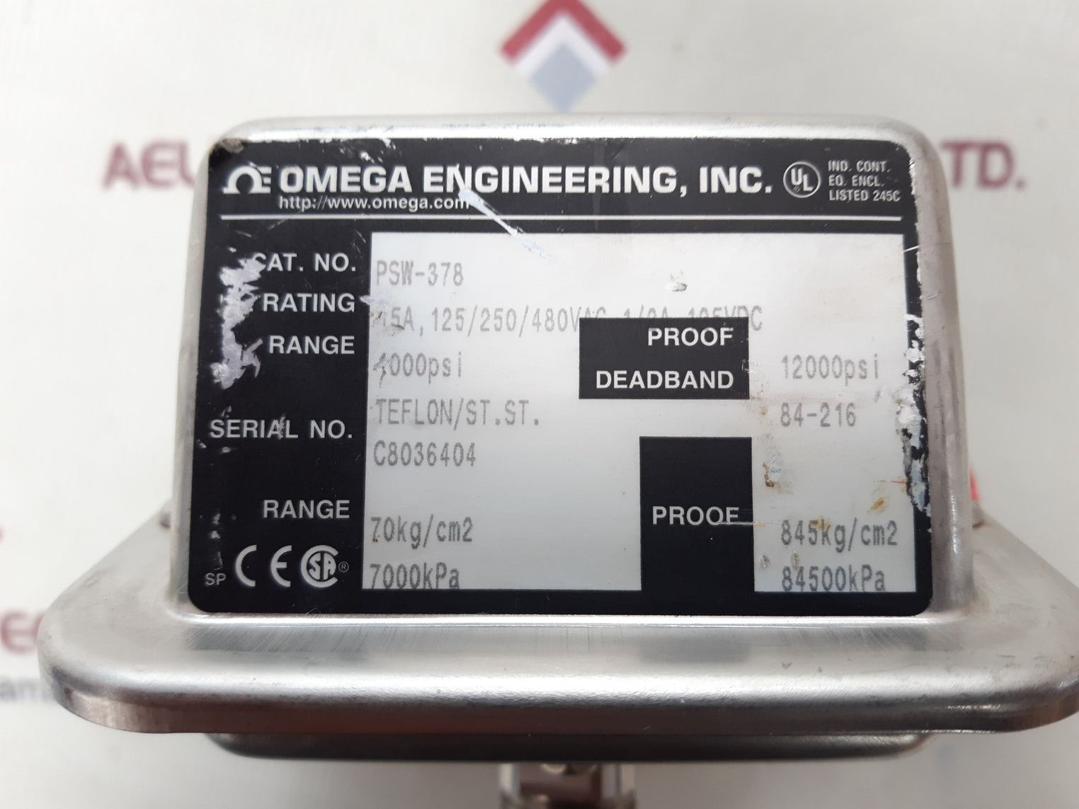 Omega psw-378 pressure switch