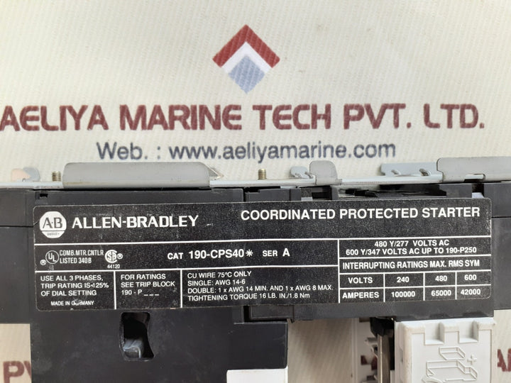 Allen-bradley 190-cps40 ser.a / 190-a40 ser.b motor starter
