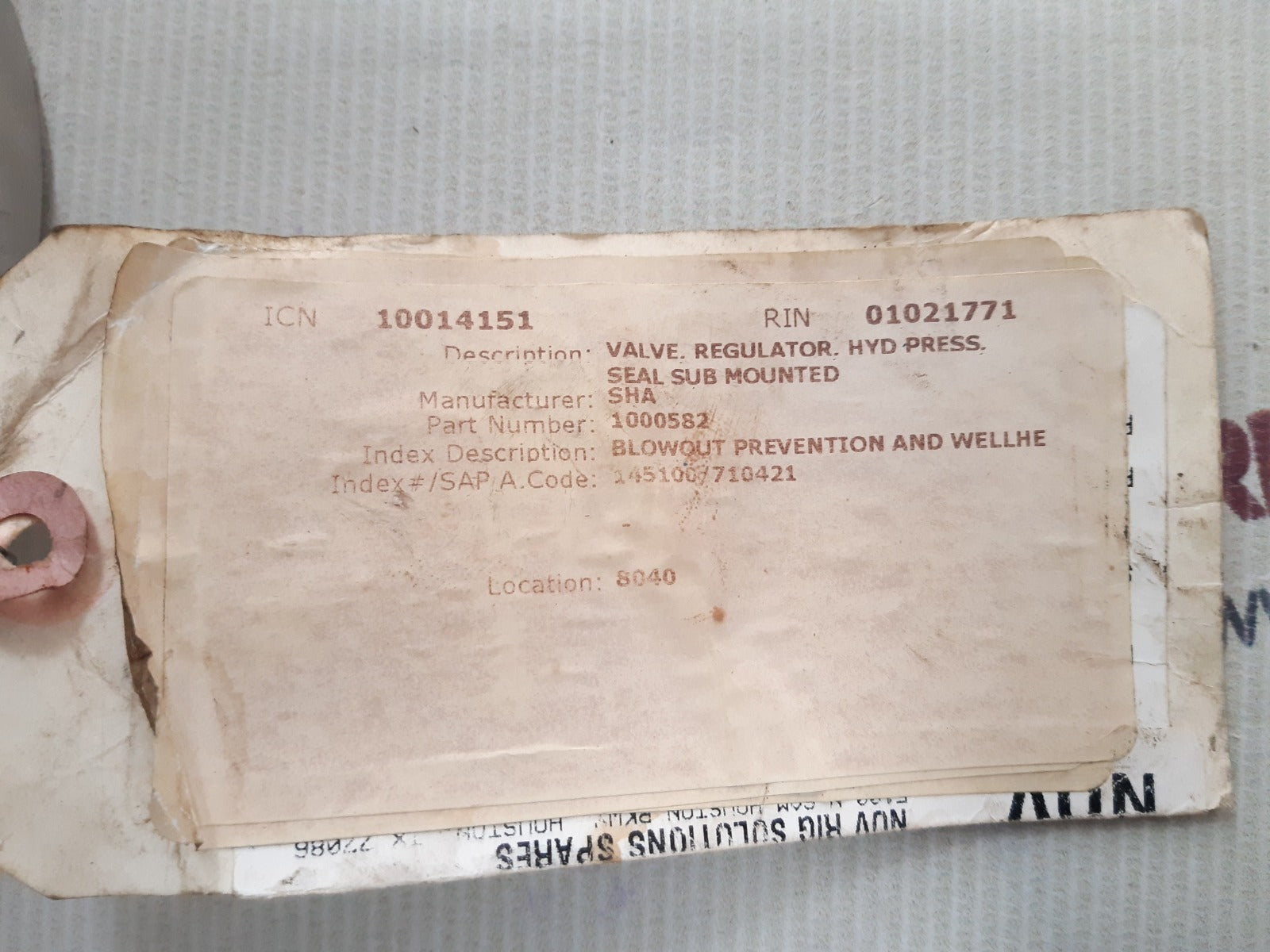 Gilmore 3917220 valve