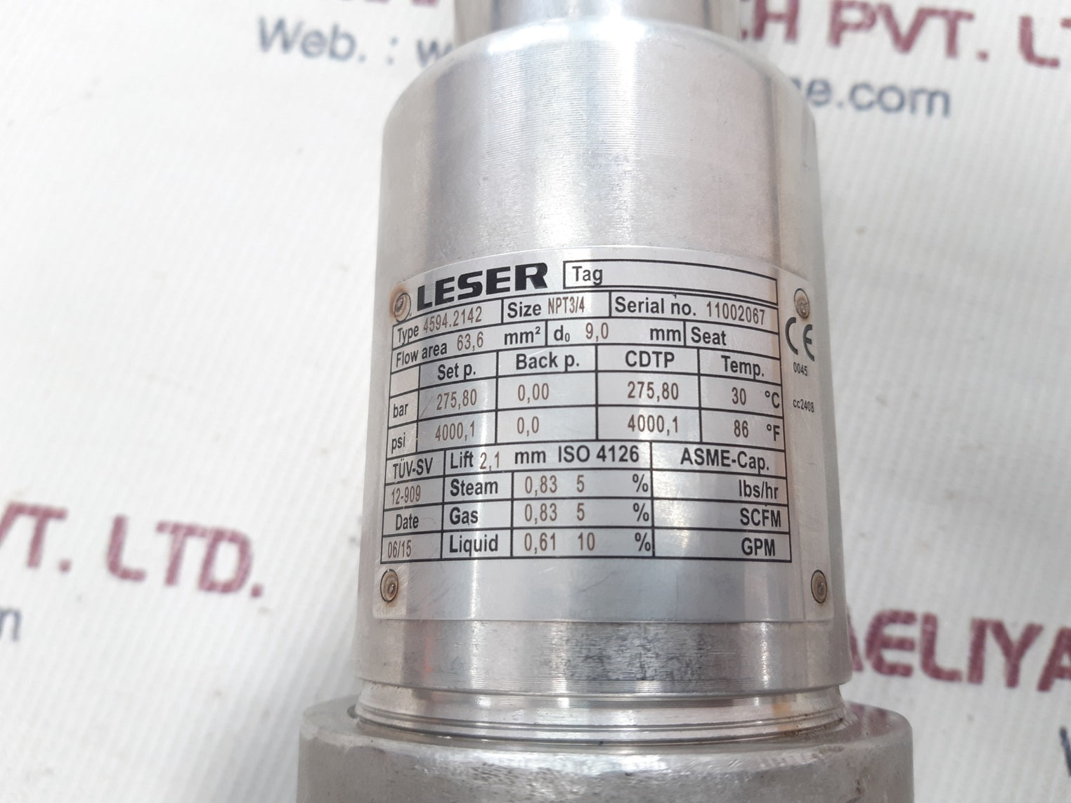 Leser 4594.2142 safety valve size npt3/4
