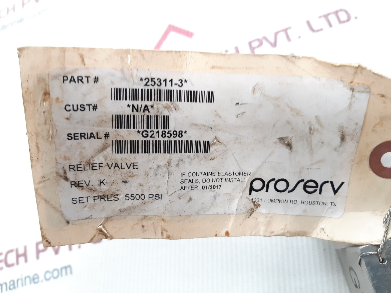 Gilmore 25311-3 relief valve