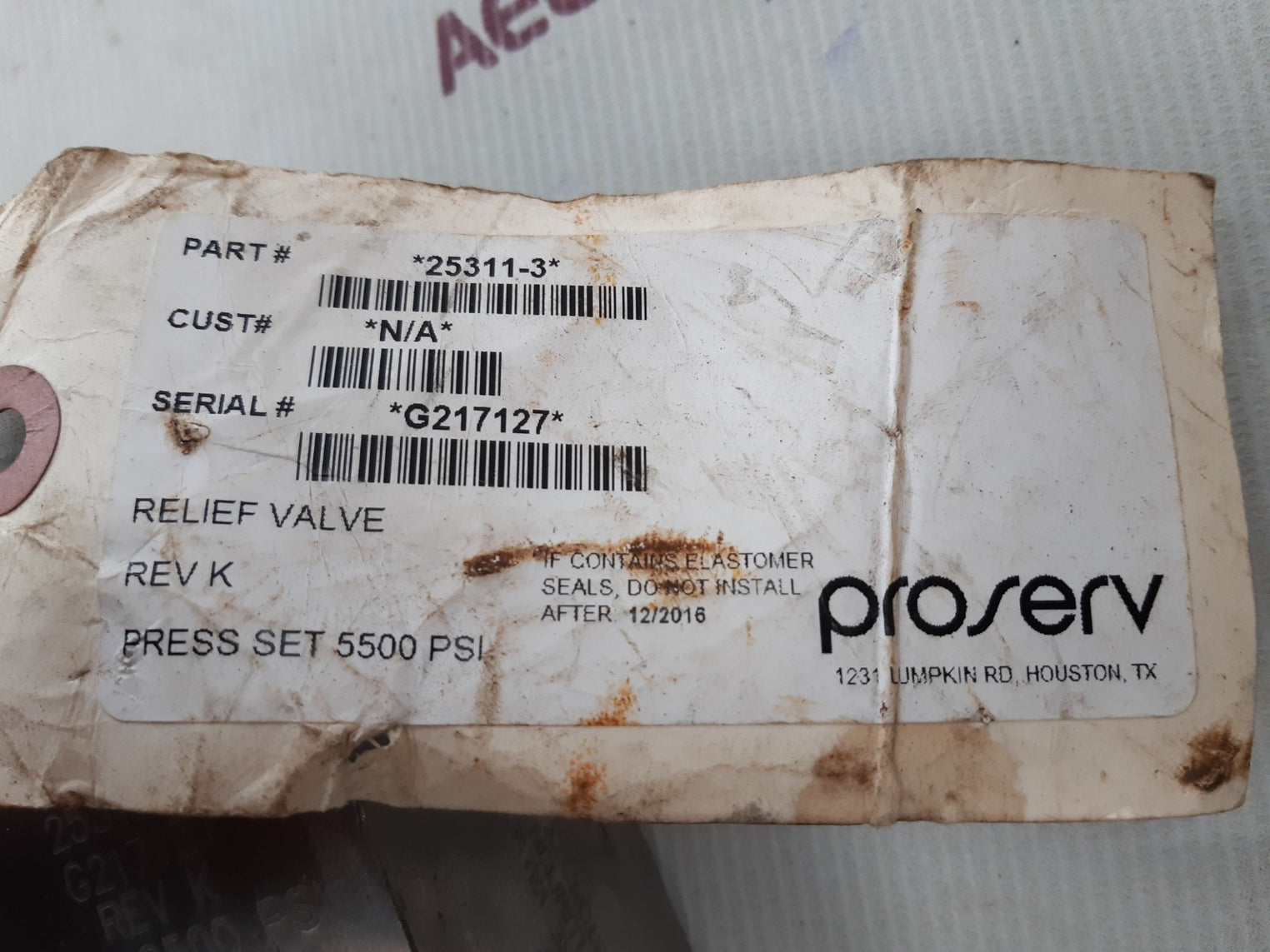 Gilmore 25311-3- g217127 relief valve