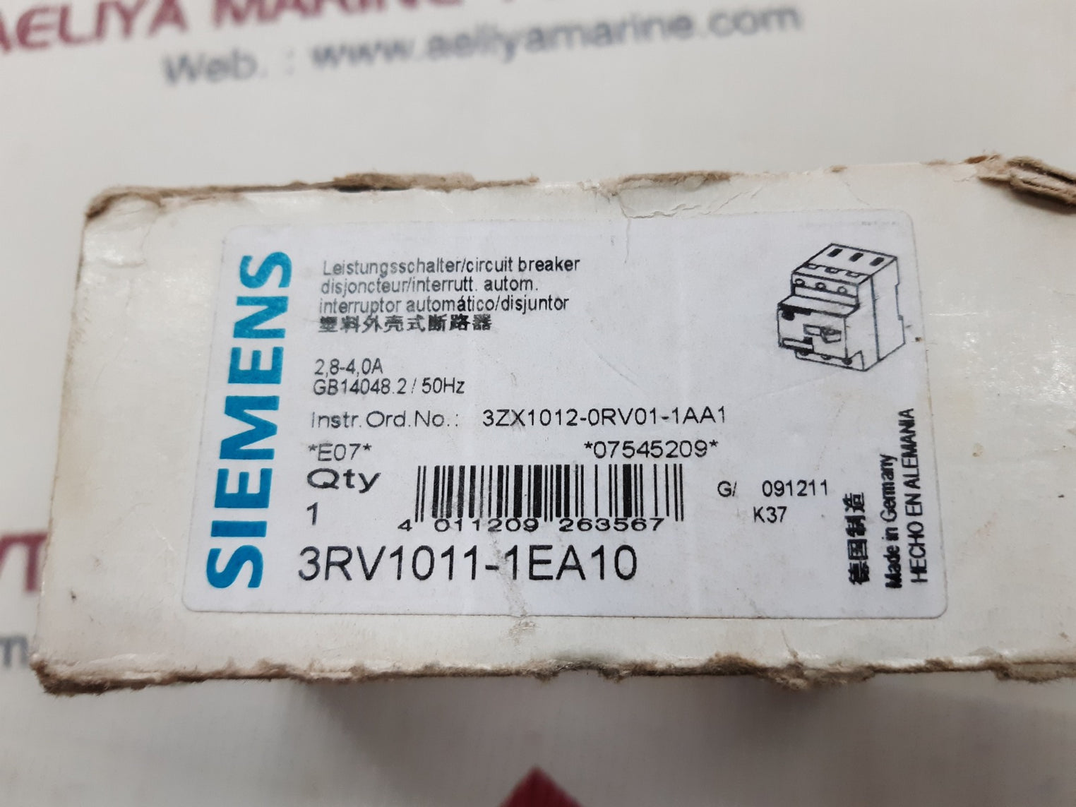 Siemens sirius 3r manual motor starter 3rv1011-1ea10