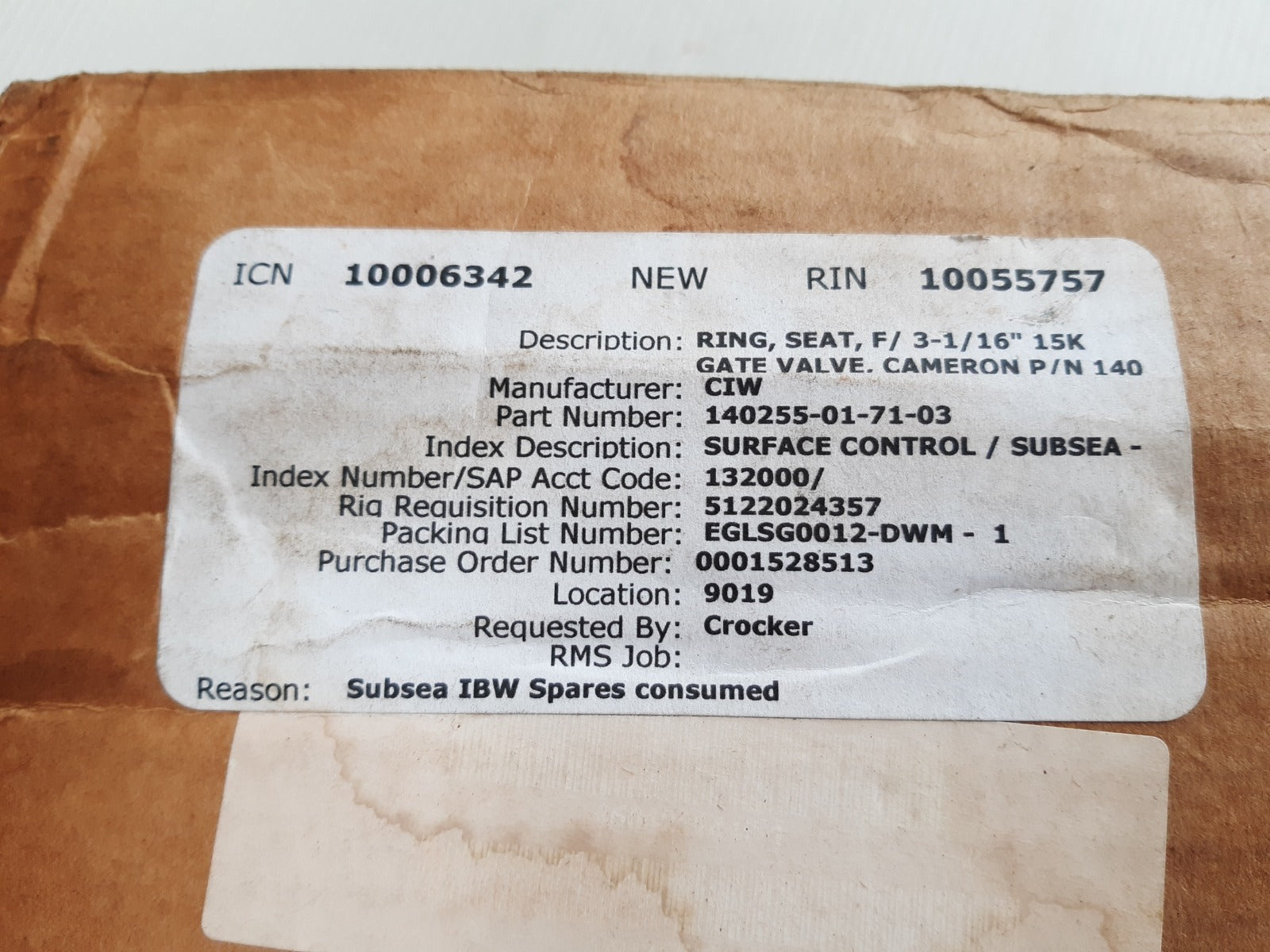 Ciw 140255-01-71-03 gate valve