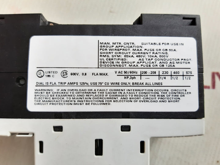 Siemens sirius 3rv1011-0ha10 circuit breaker