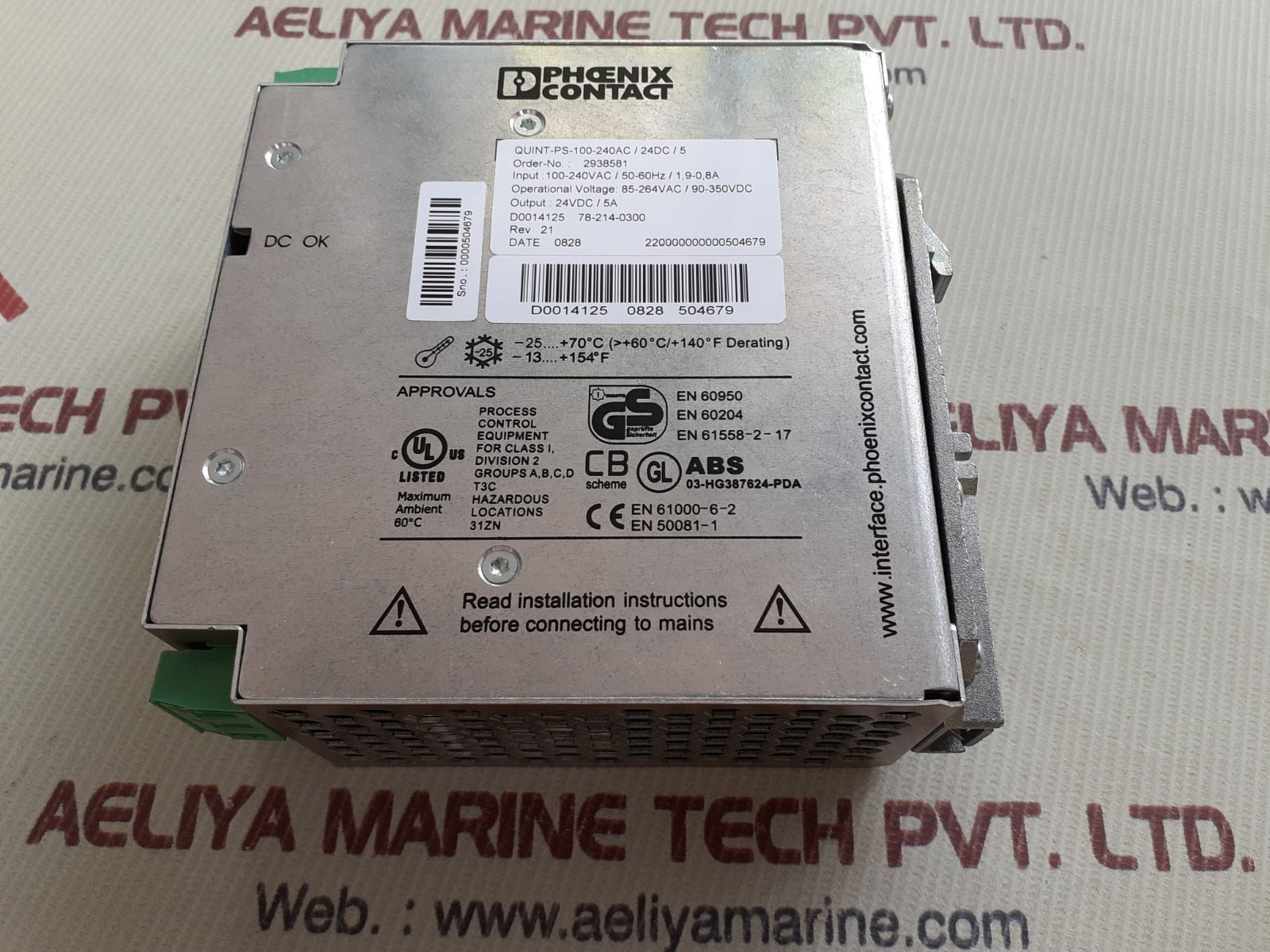 Phoenix contact quint-ps-100-240vac/24dc/5 power supply