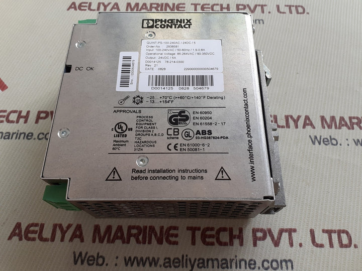 Phoenix contact quint-ps-100-240vac/24dc/5 power supply