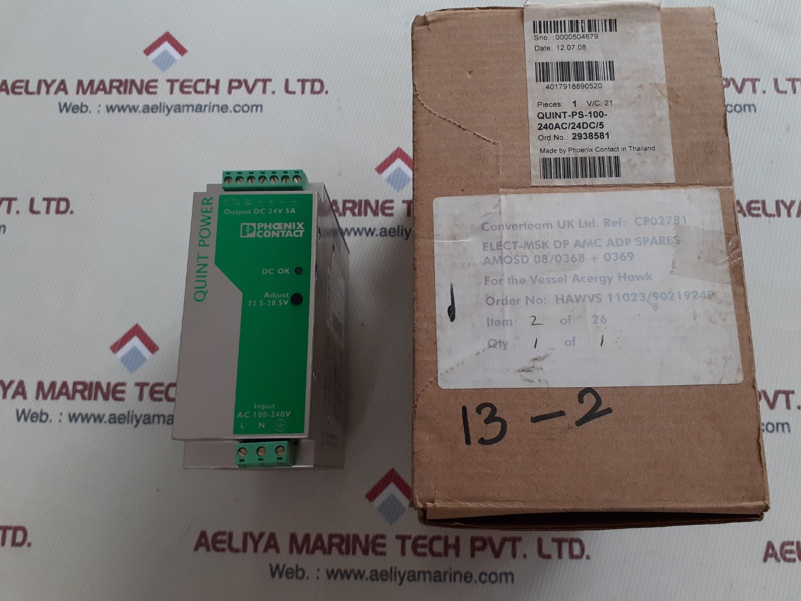 Phoenix contact quint-ps-100-240vac/24dc/5 power supply