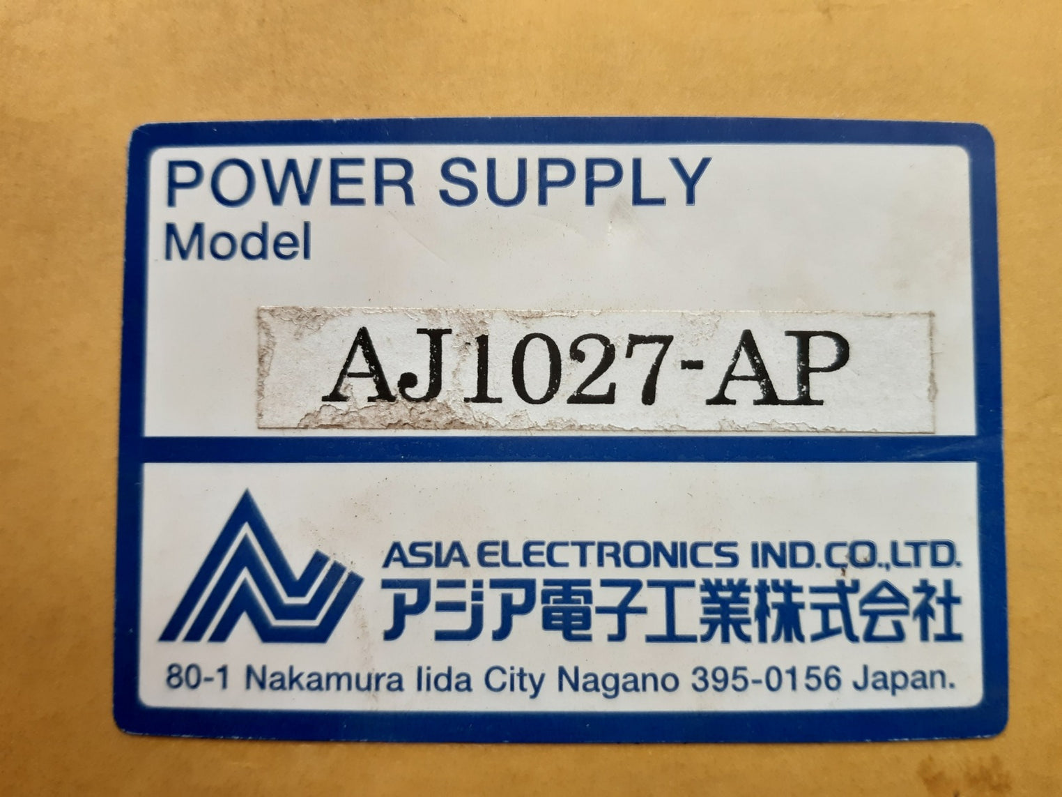 Asia electronics aj1027-ap power supply