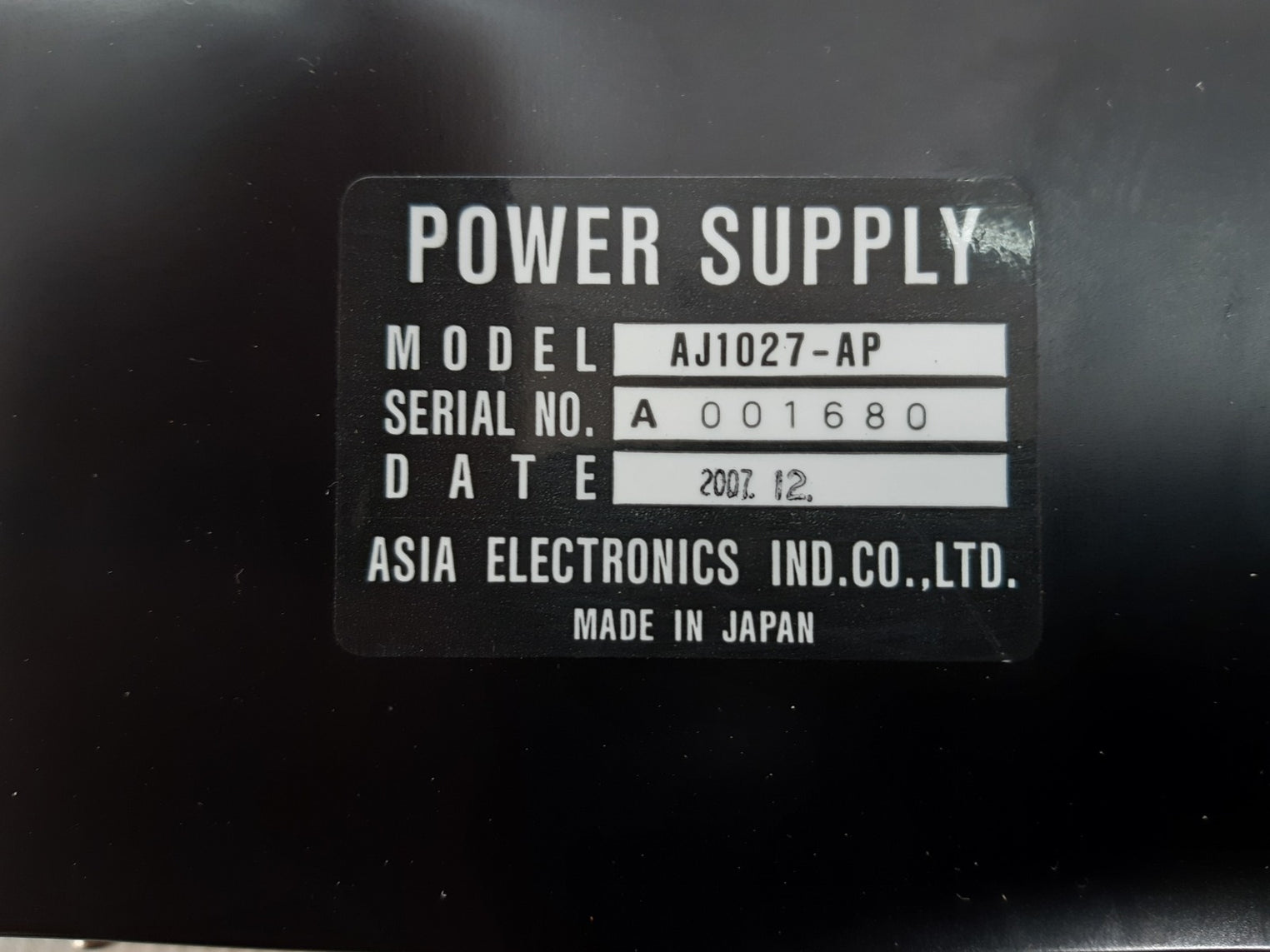 Asia electronics aj1027-ap power supply