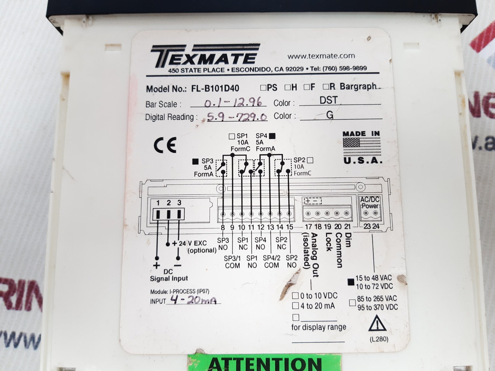 Texmate fl-b101d40 bargraph meter