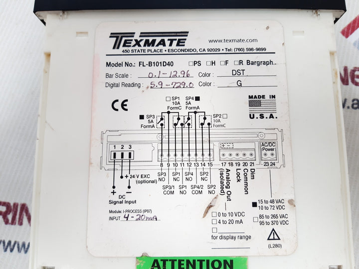 Texmate fl-b101d40 bargraph meter