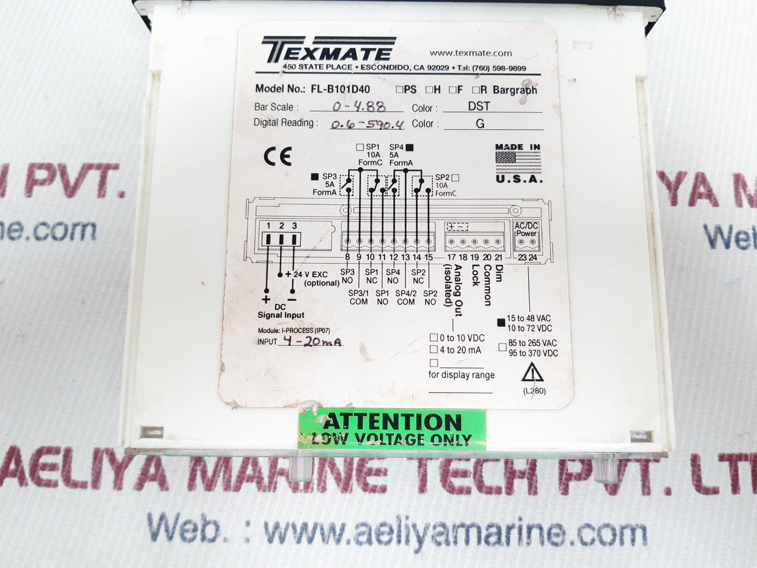 Texmate fl-b101d40 bargraph meter bar scale 0-4.88