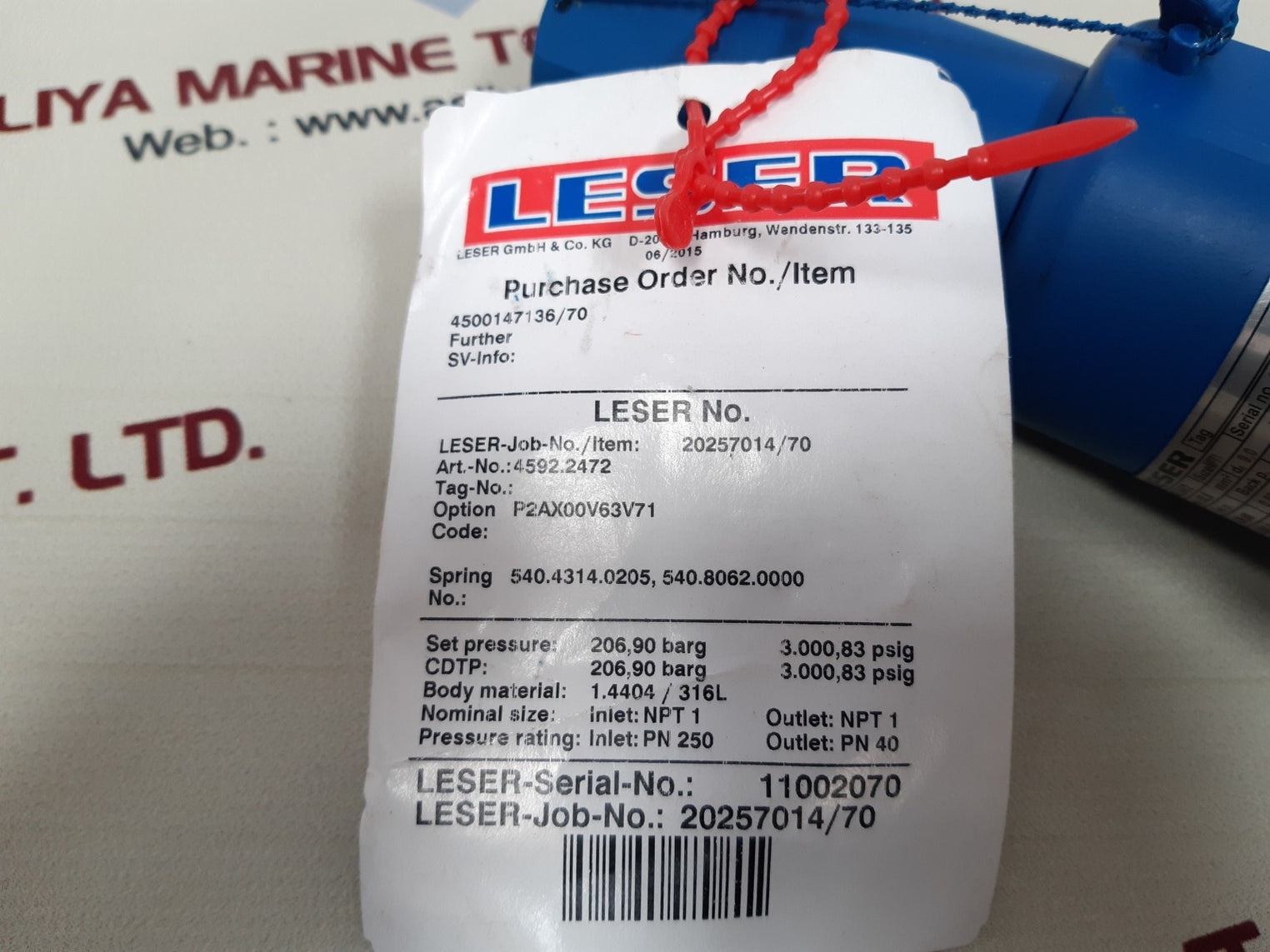 Leser 4592.2472 safety release valve