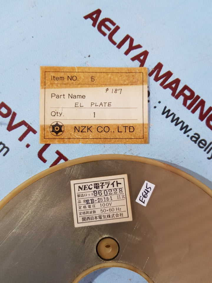 Nzk el plate eb-2518-1 hr shaft-rudder indicator luminous plate