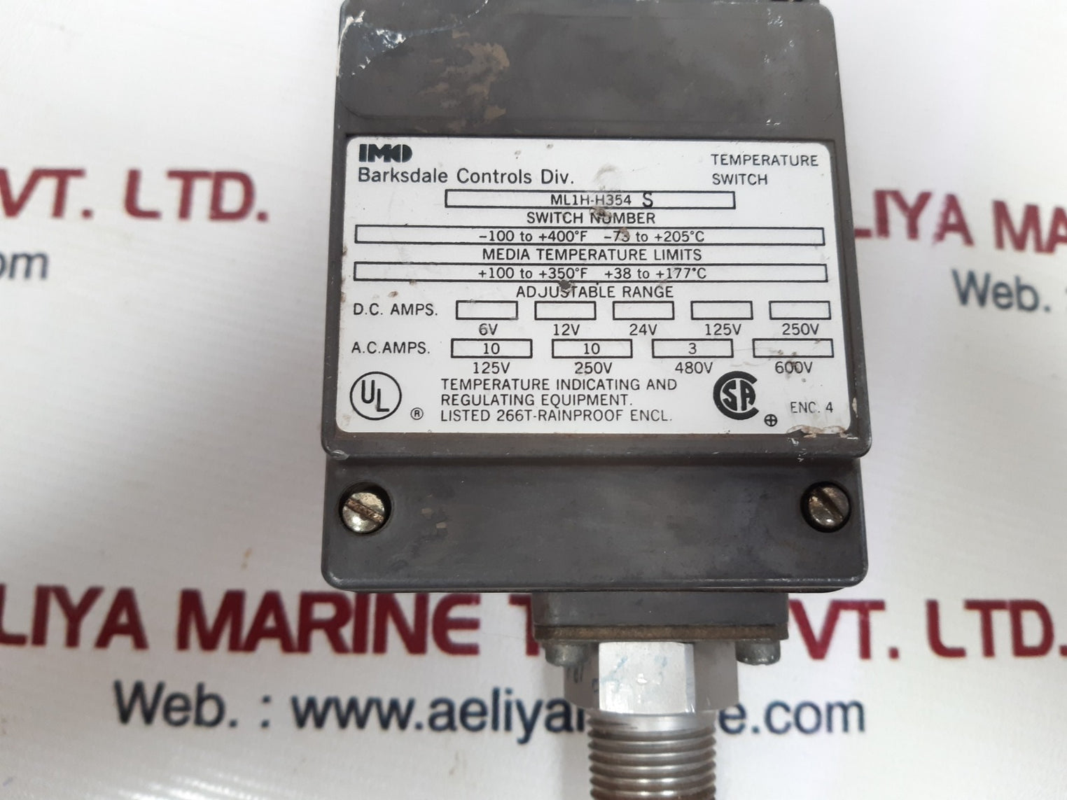 Barksdale ml1h-h354s temperature switch