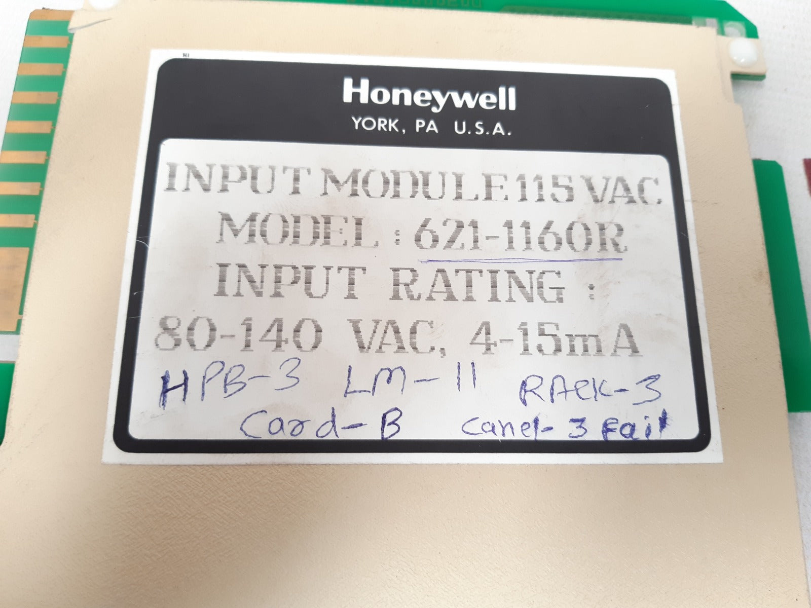 Honeywell 621-1160r input module d030009124.b