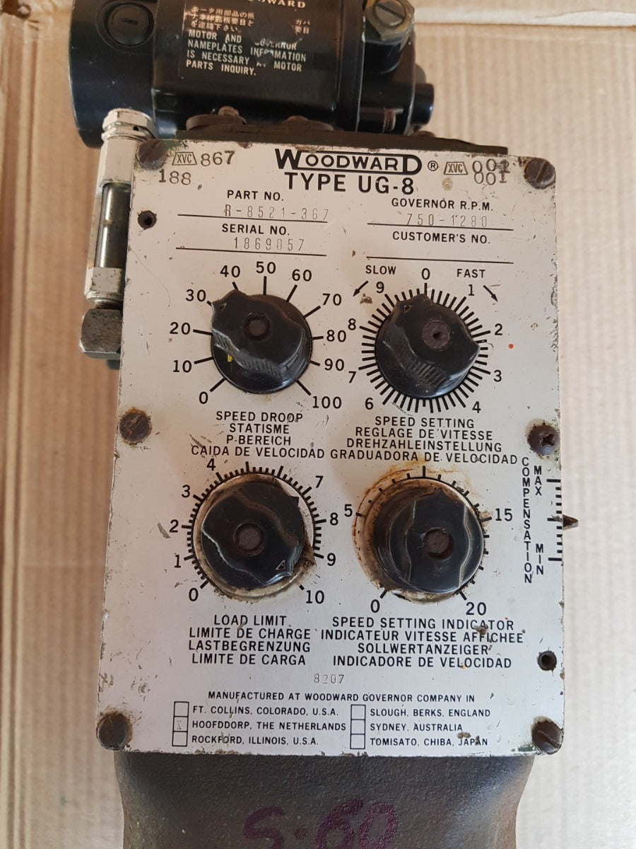 Woodward ug-8 r-8521-367 governor r.p.m. 750-1280