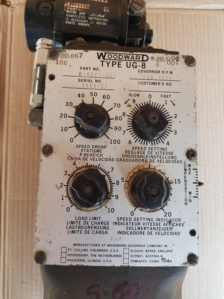 Woodward ug-8 r-8521-367 governor r.p.m. 750-1280