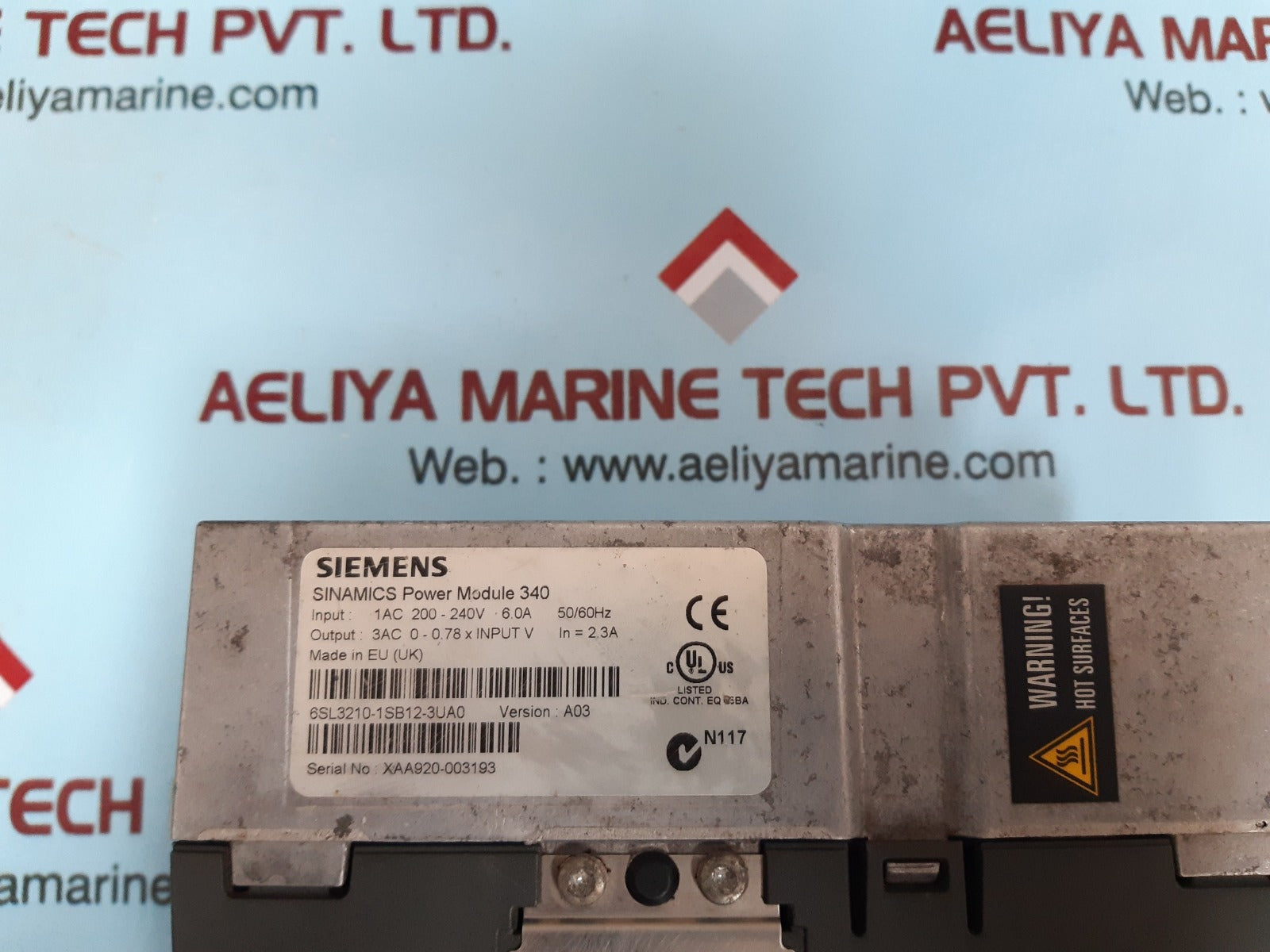 Siemens 6sl3210-1sb12-3ua0 sinamics power module 340