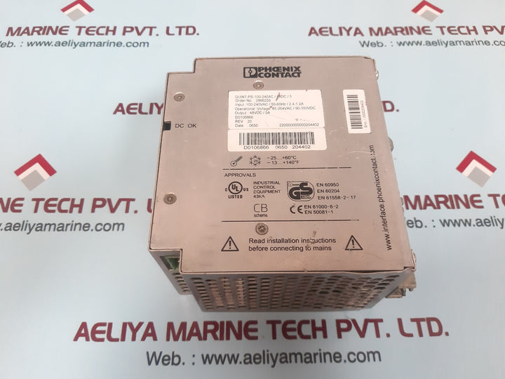 Phoenix contact quint-ps-100-240ac/48dc/5 power supply 