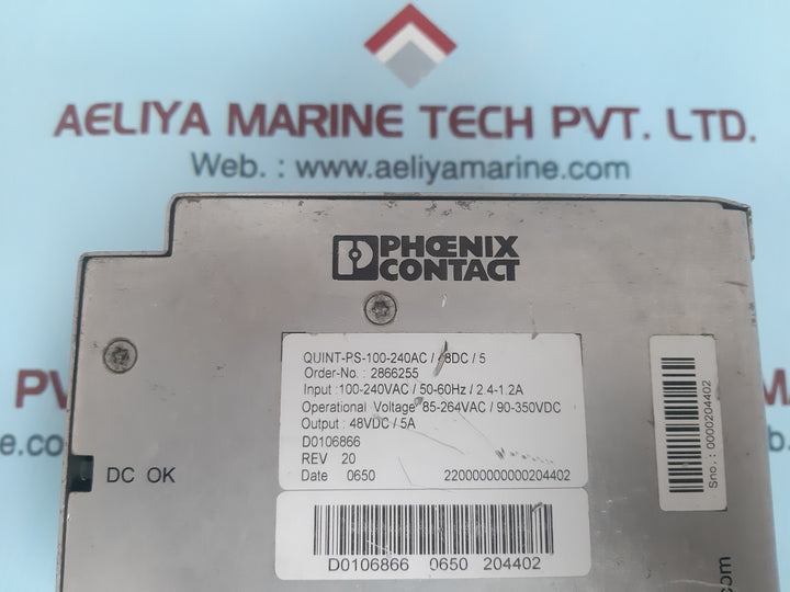 Phoenix contact quint-ps-100-240ac/48dc/5 power supply 